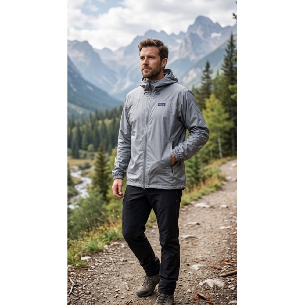 Patagonia Mens XXL Houdini Full Zip Windbreaker Jacket Grey 84470F7